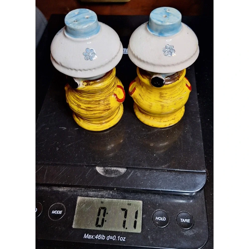 Vintage Artmark Japan Oil Lamp Salt and Pepper Shakers Yellow Floral Ceramic Set